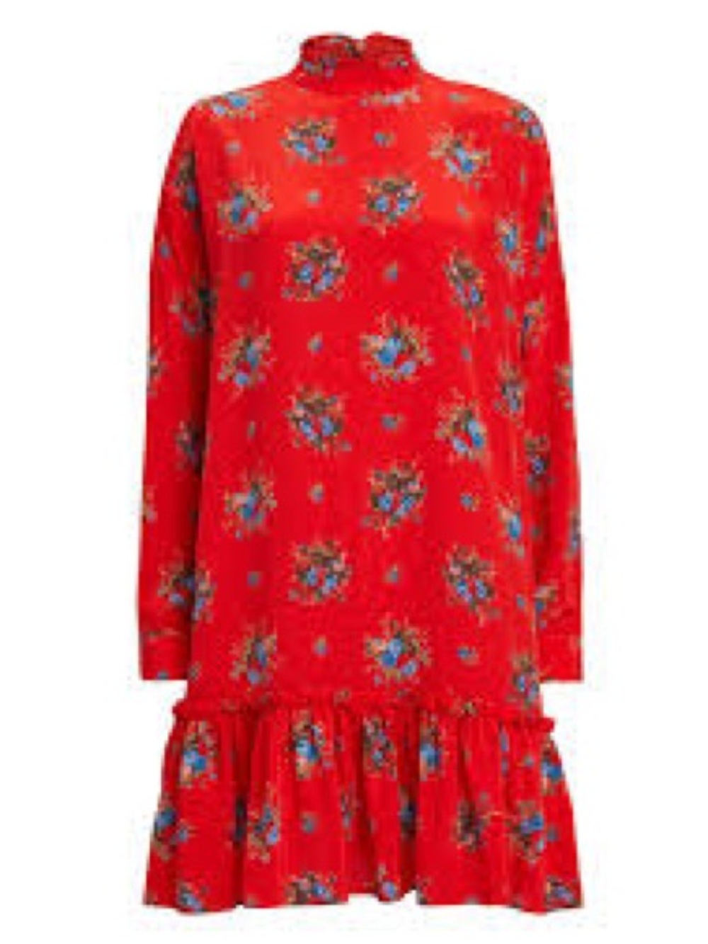 Ganni Silk Red Dress Scandi Chic Romantic Grunge Festival Cottagecore